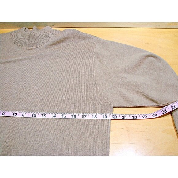 Vintage 80s Womens Pendleton Virgin Wool Pullover Turtleneck Sweater Beige L P - Picture 4 of 11